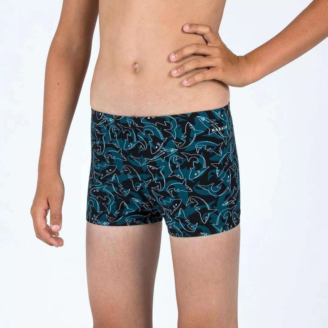 SMOKED BLACK Boy's fitib swimming boxer shorts all city, No Color, large image number 1