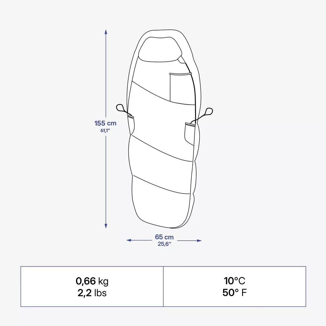 Kids Sleeping Bag 10C Lightweight And Compact, Khaki, No Color, large image number 3