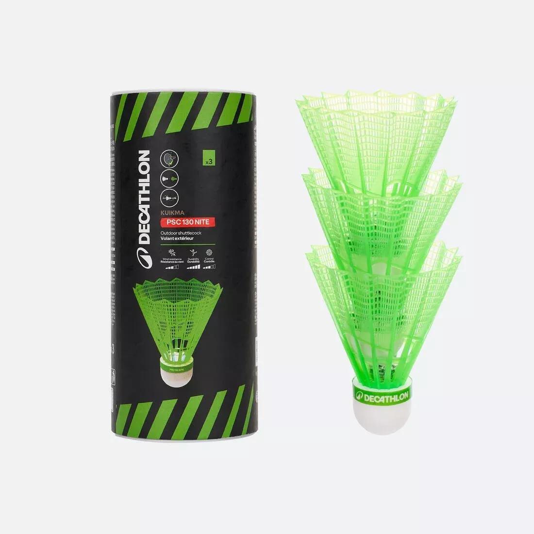 Outdoor Plastic Shuttlecock Psc 130 Nite *3 For Day And Night Play, Green, No Color, medium
