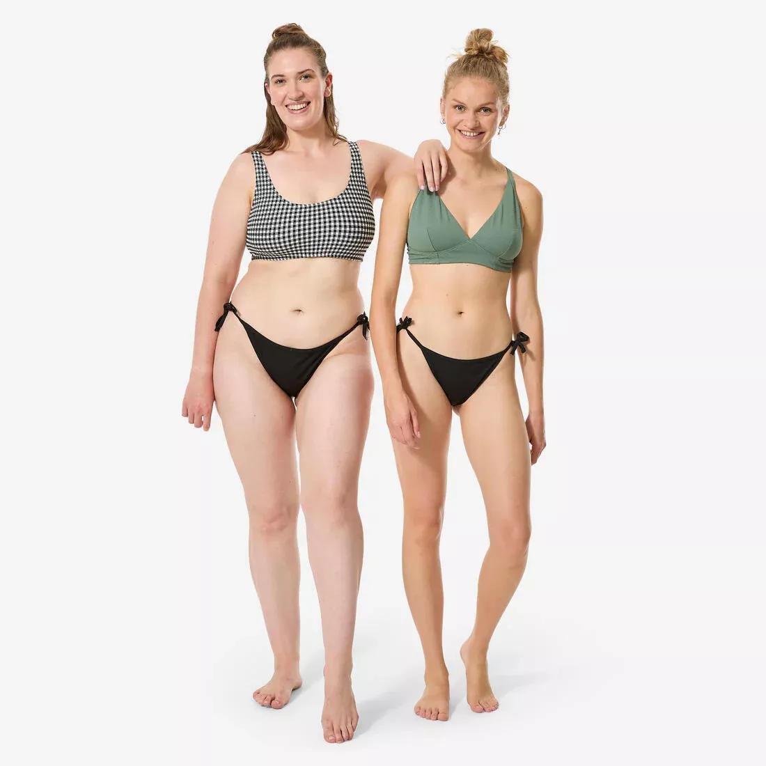 Women Surfing Textured Tie-Side Bikini Bottom Briefs, Black, No Color, large image number 1