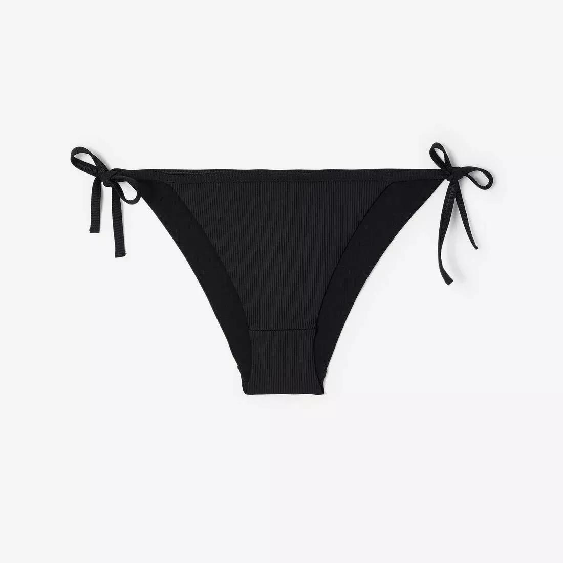 Women Surfing Textured Tie-Side Bikini Bottom Briefs, Black, No Color, large image number 5