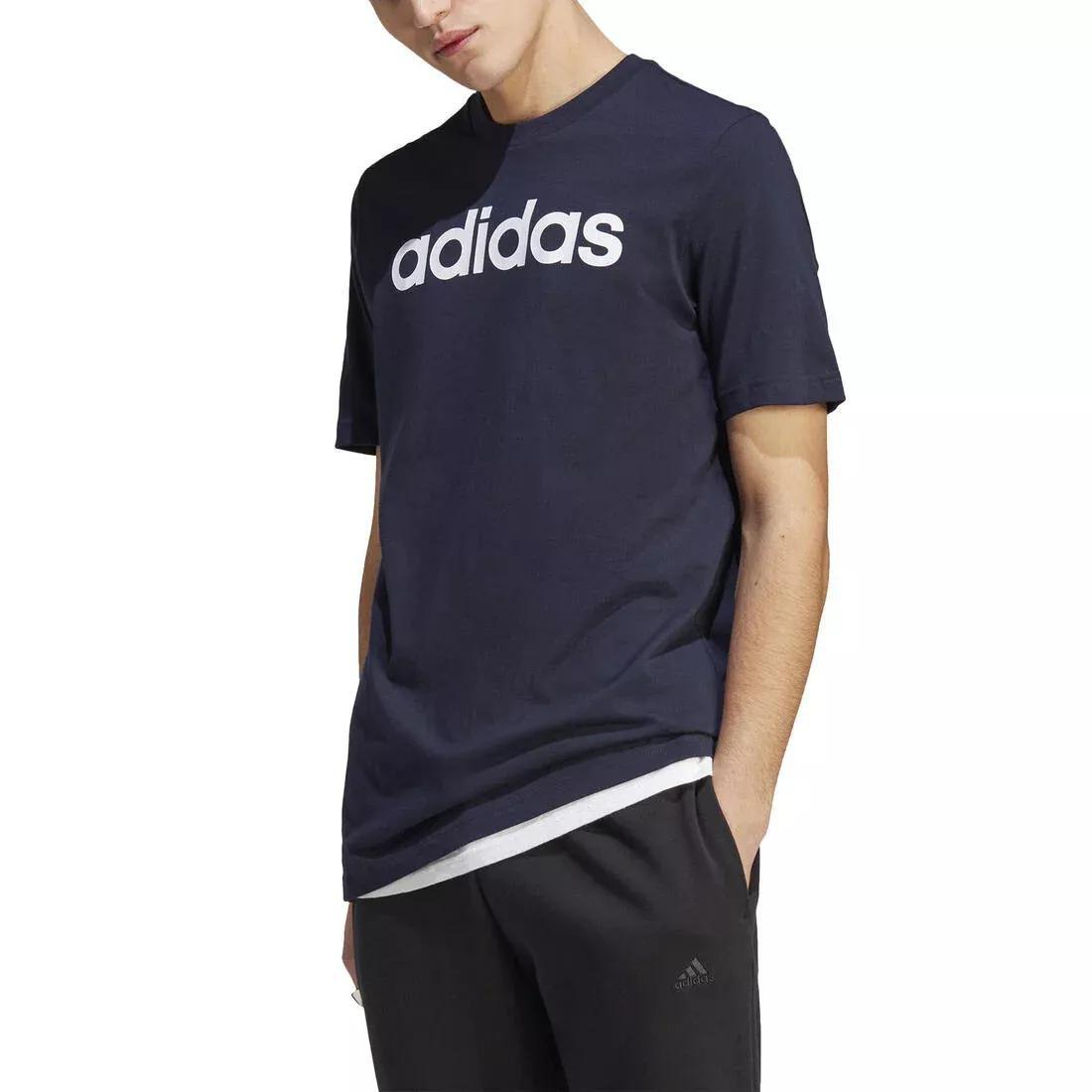 Essentials Single Jersey Linear Embroidered Logo T-Shirt, Navy, No Color, medium