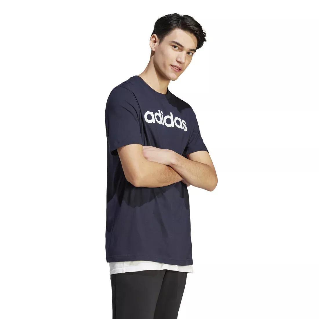 Essentials Single Jersey Linear Embroidered Logo T-Shirt, Navy, No Color, large image number 1