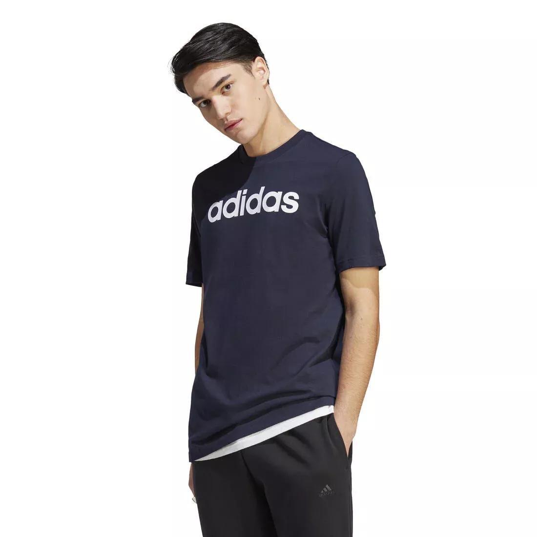 Essentials Single Jersey Linear Embroidered Logo T-Shirt, Navy, No Color, large image number 6