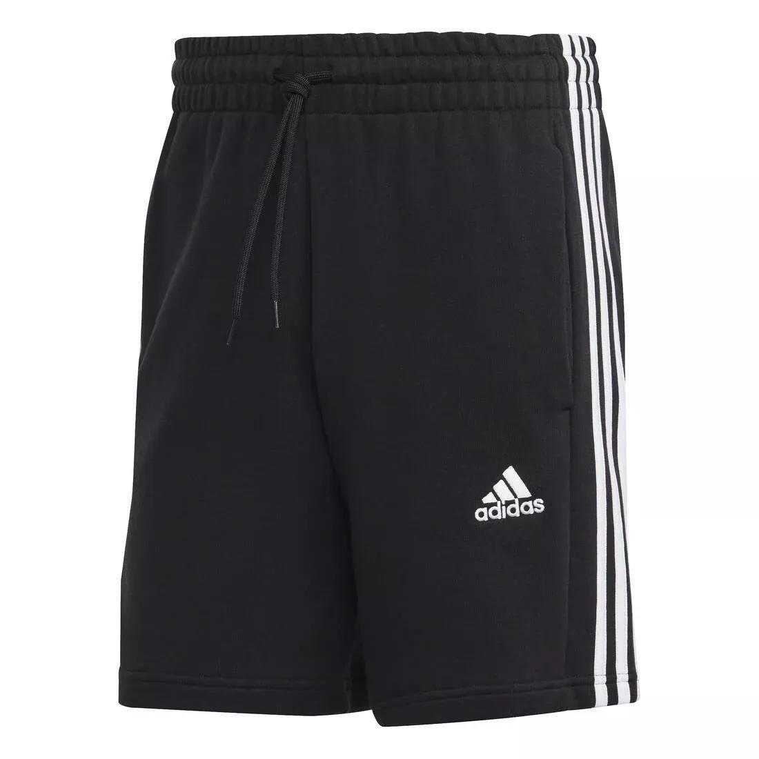 Essentials French Terry 3-Stripes Shorts, Black, No Color, large image number 0