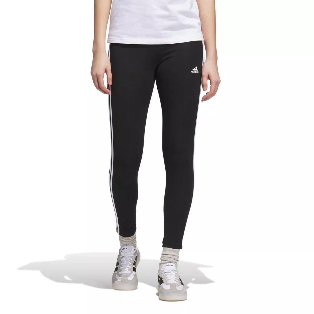 Essentials 3-Stripes High-Waisted Single Jersey Leggings, Black, No Color, medium