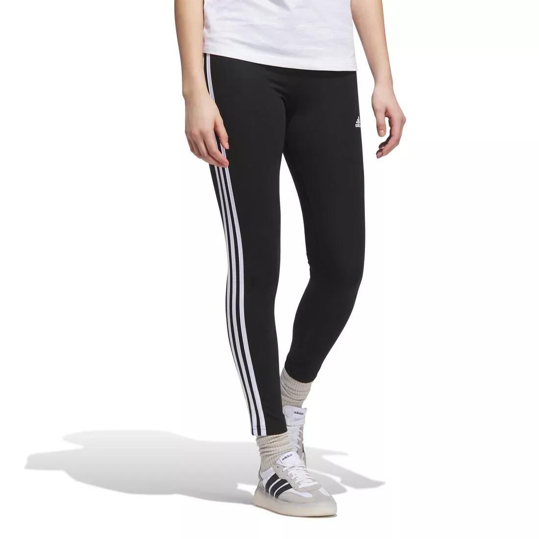 Essentials 3-Stripes High-Waisted Single Jersey Leggings, Black, No Color, large image number 4