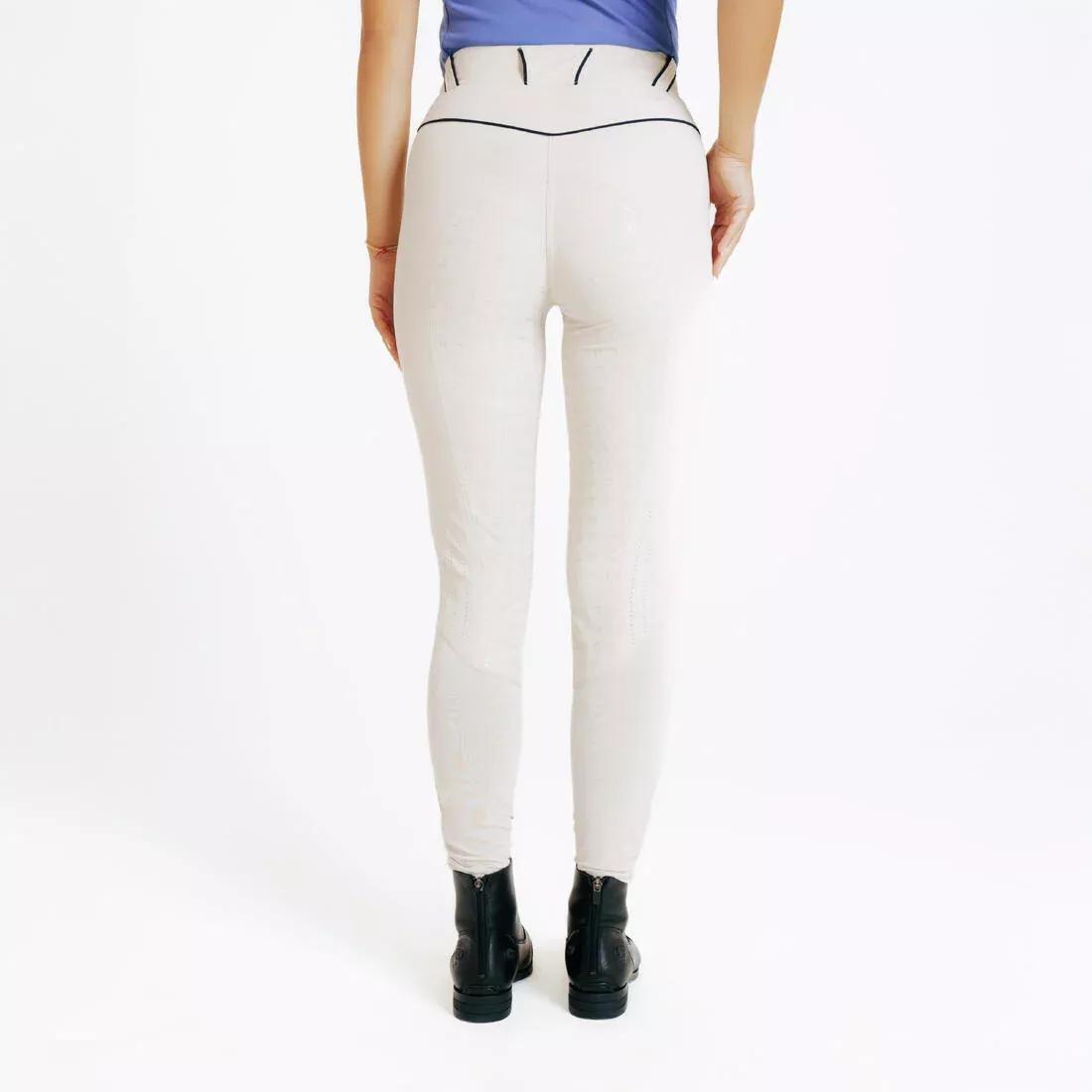 LINEN BEIGE Women's Ultra-Lightweight Full Grip Horse Riding Jodhpurs, No Color, large image number 3