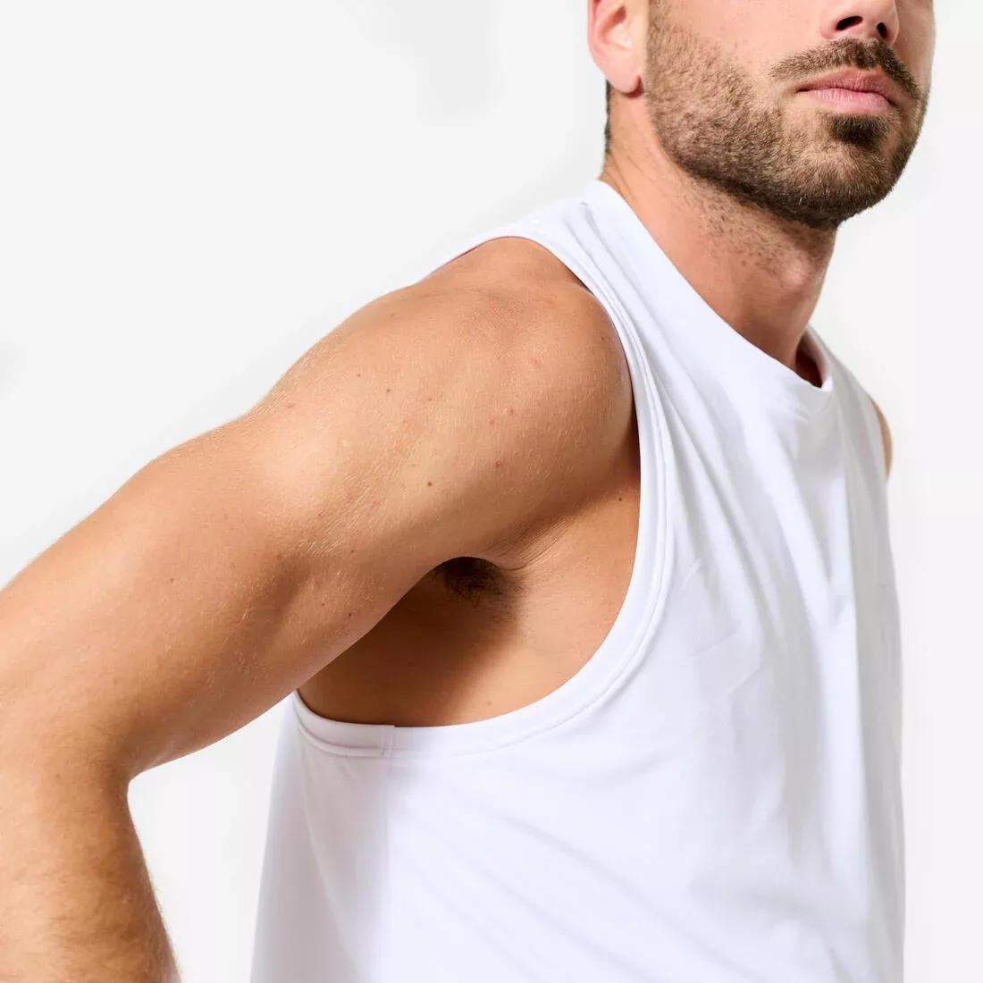 Men Crew Neck Training Tank Top, White, No Color, large image number 3