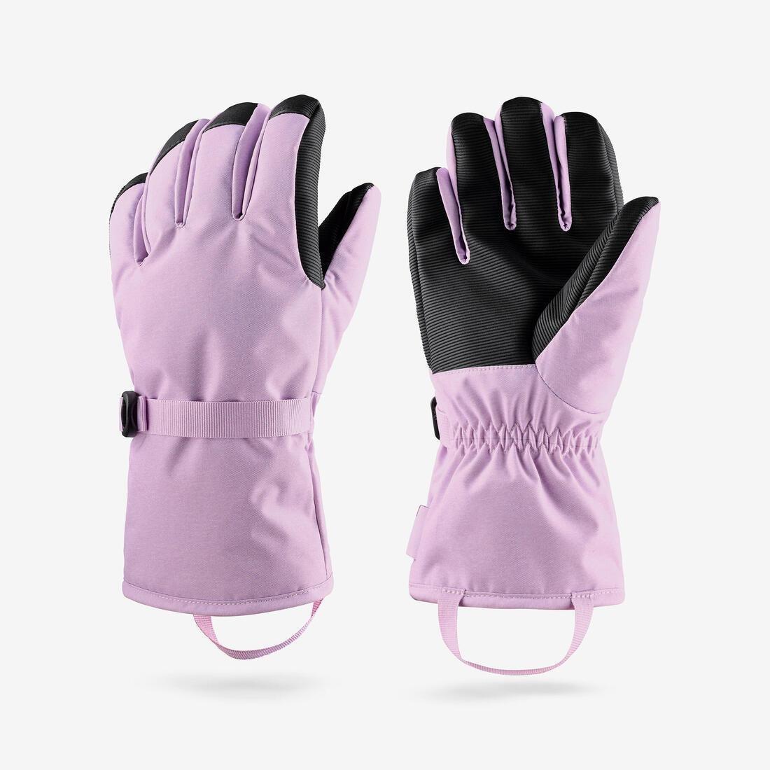 Kids Unisex skiing gloves - 6-14 years - made from 29% recycled polyester - GL 500, Black, No Color, medium