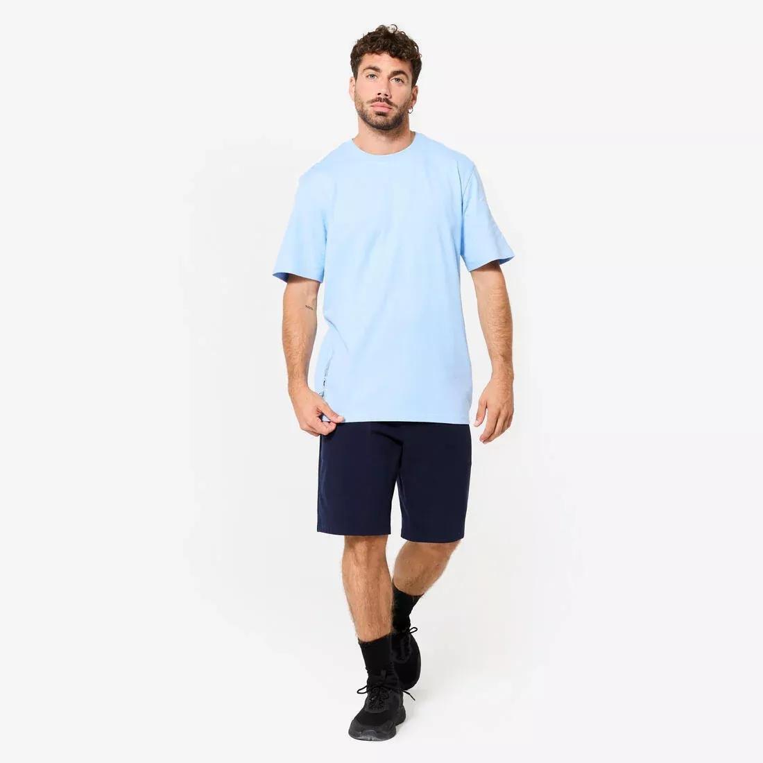 Men Short-Sleeved Crew-Neck Fitness T-Shirt, Blue, No Color, large image number 3