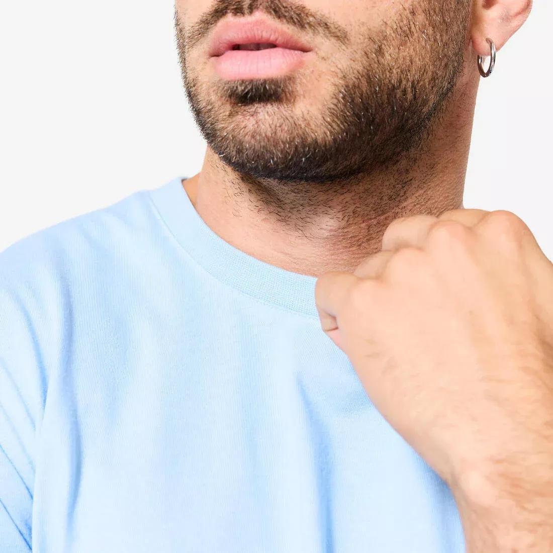 Men Short-Sleeved Crew-Neck Fitness T-Shirt, Blue, No Color, large image number 5