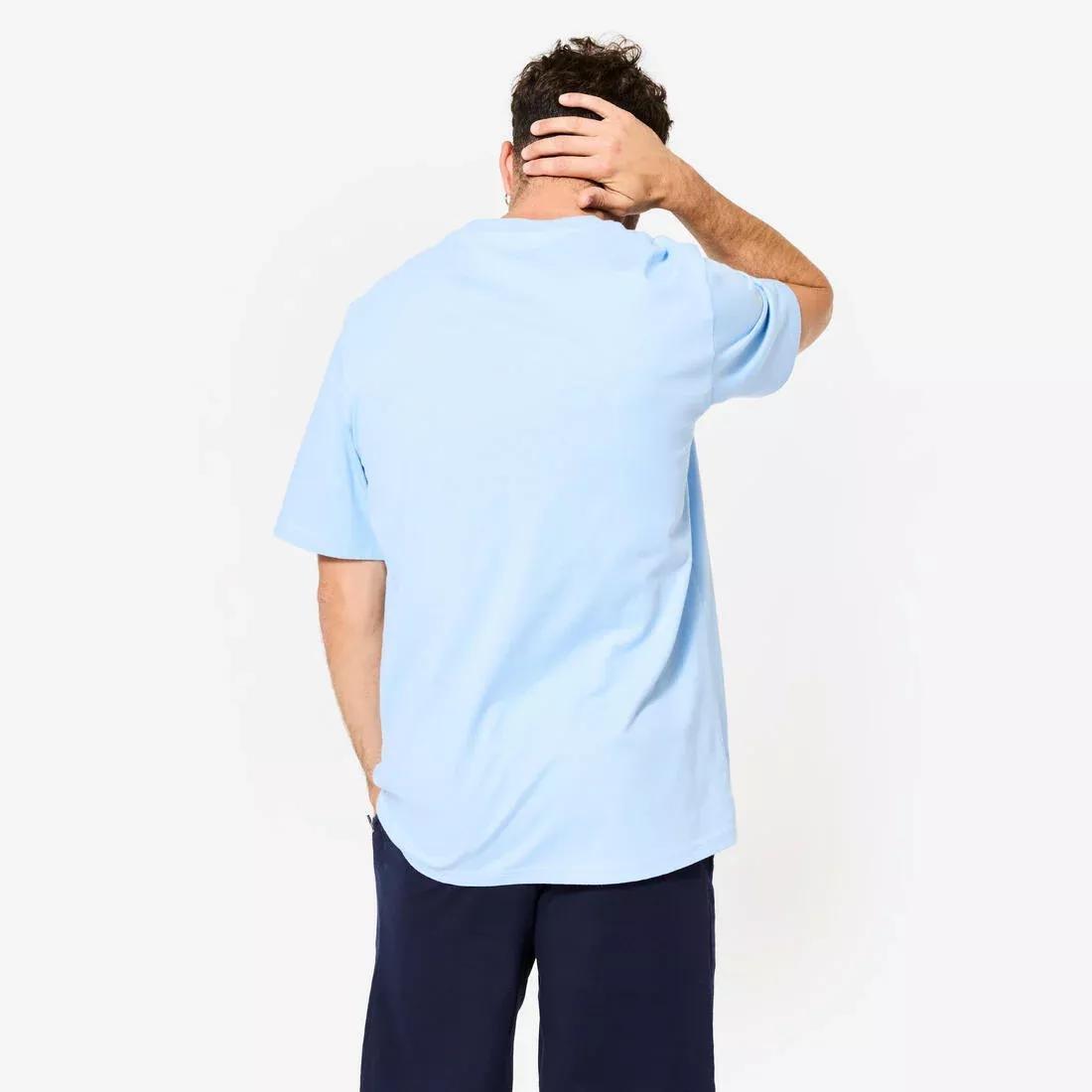Men Short-Sleeved Crew-Neck Fitness T-Shirt, Blue, No Color, large image number 6