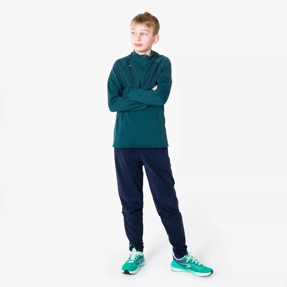 Kids Unisex Zipped Running Tracksuit Bottoms - KIPRUN Warm 900, Blue, No Color, medium