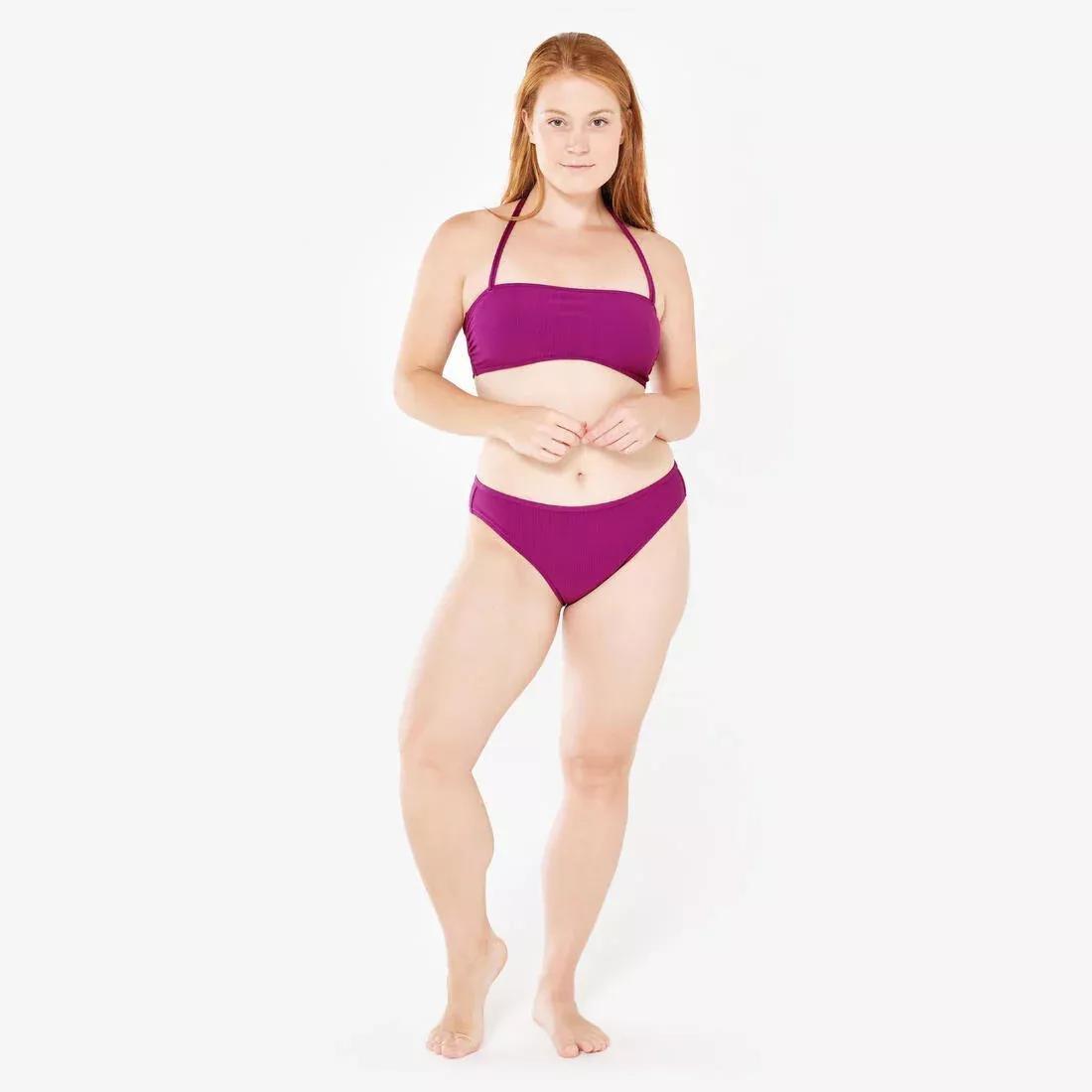 Women Textured Bandeau Swimsuit Top, Purple, 5401_000, large image number 2