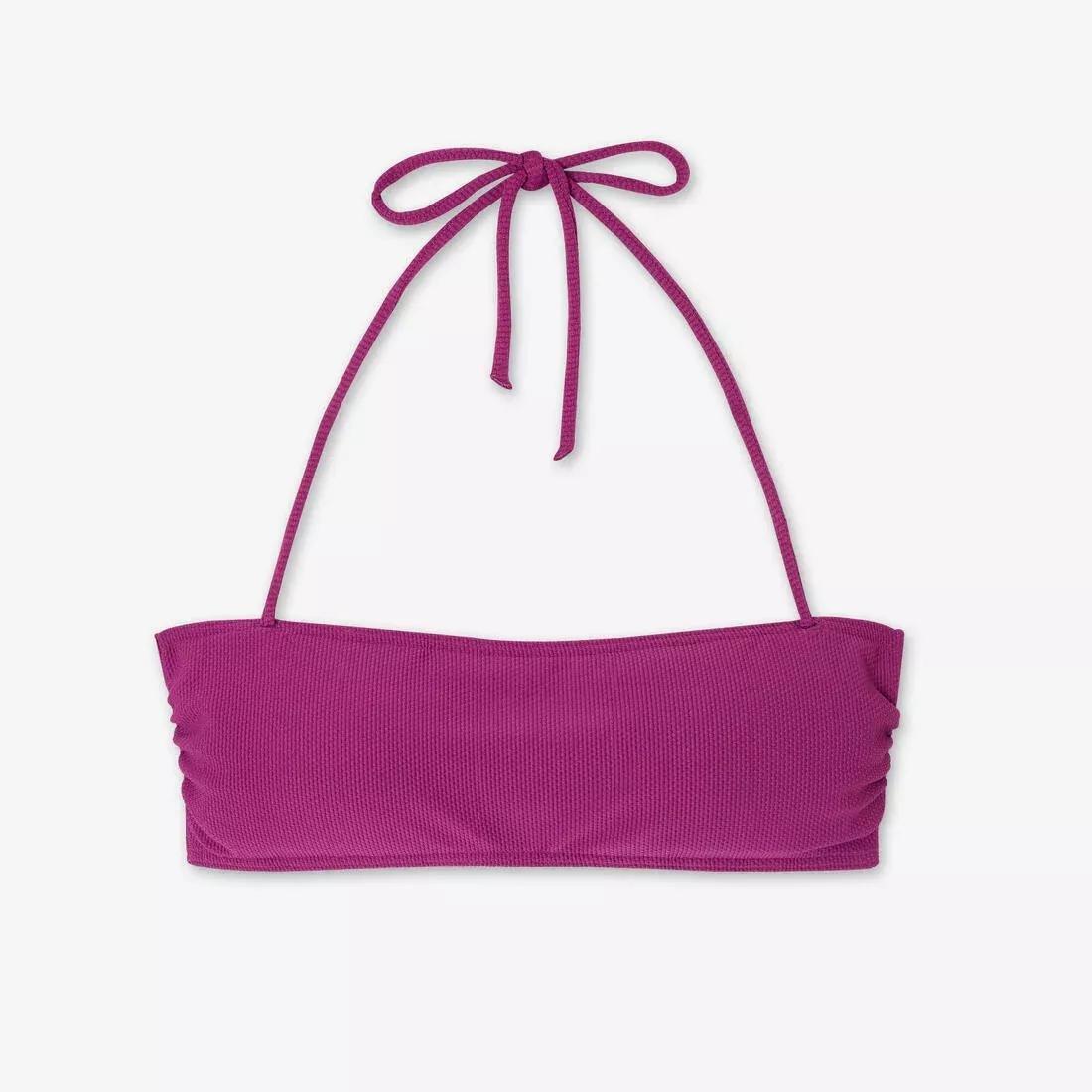 Women Textured Bandeau Swimsuit Top, Purple, 5401_000, large image number 6