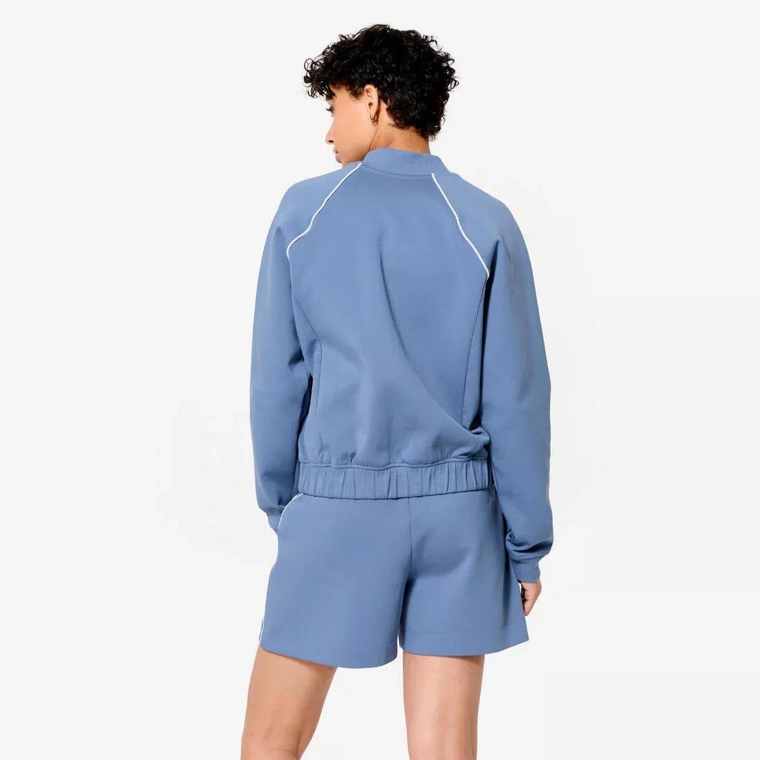 COMET BLUE Women's Zipped Bomber Jacket - Beige with Piping, No Color, large image number 4