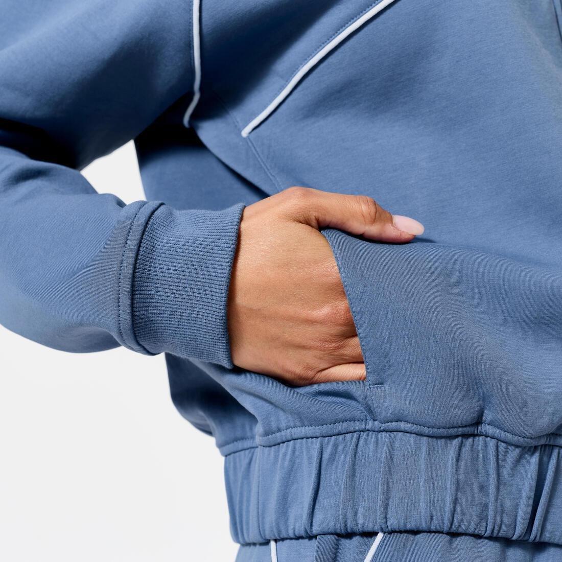 COMET BLUE Women's Zipped Bomber Jacket - Beige with Piping, No Color, large image number 8