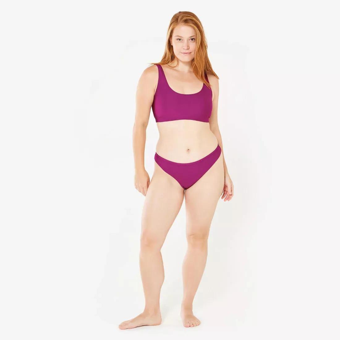 Women Surfing Textured Tanga Bikini Bottoms, Purple, No Color, large image number 1