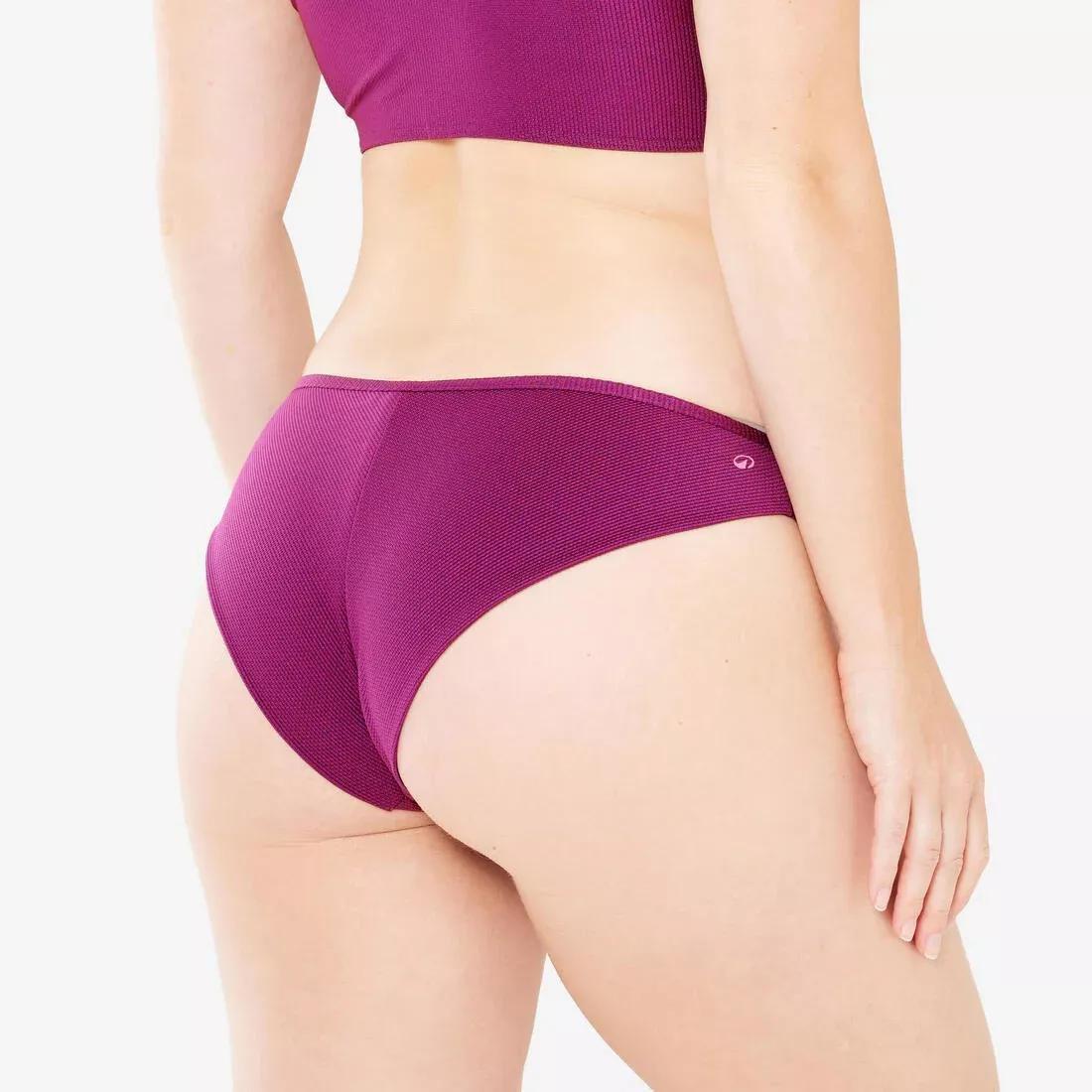 Women Surfing Textured Tanga Bikini Bottoms, Purple, No Color, large image number 3