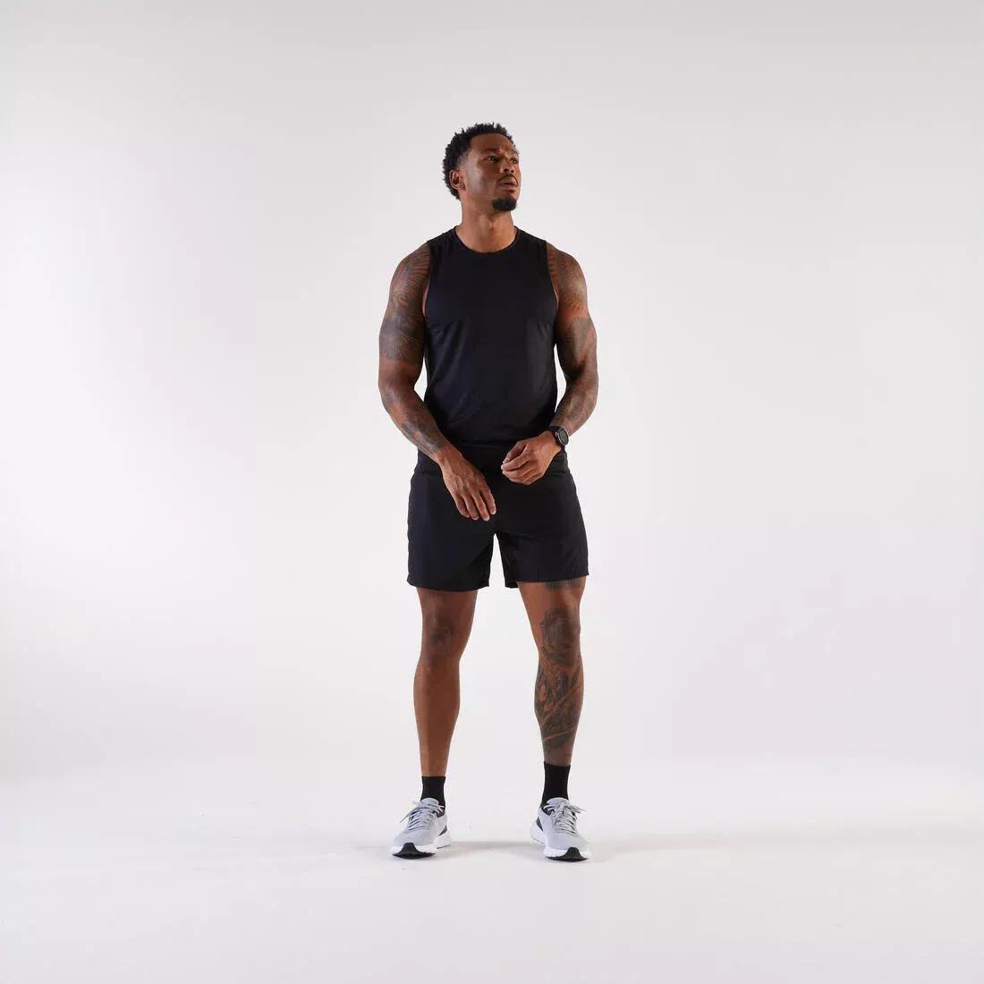 Men running tank top - Kiprun Run 100, Beige, No Color, large image number 1
