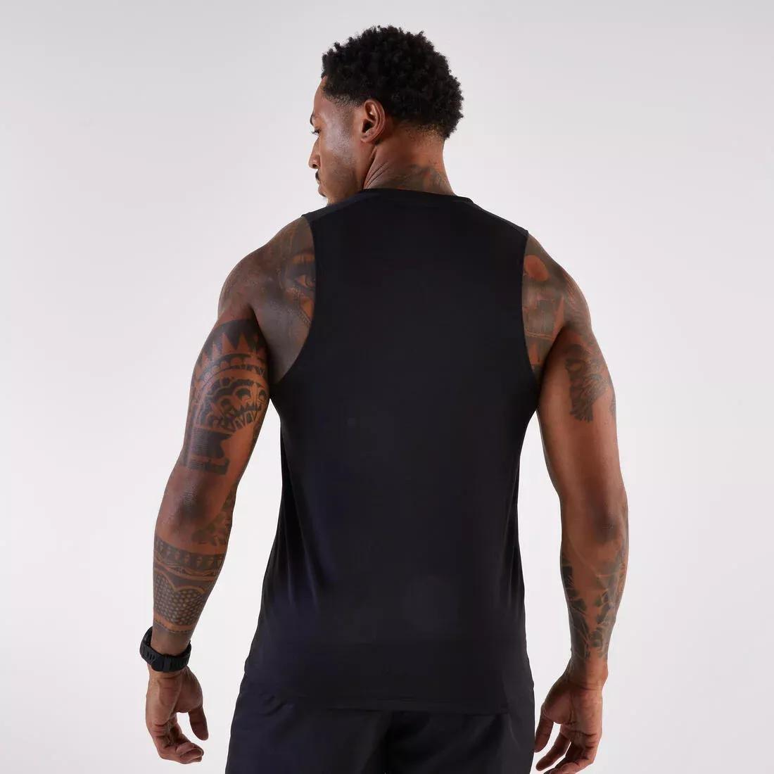 Men running tank top - Kiprun Run 100, Beige, No Color, large image number 2