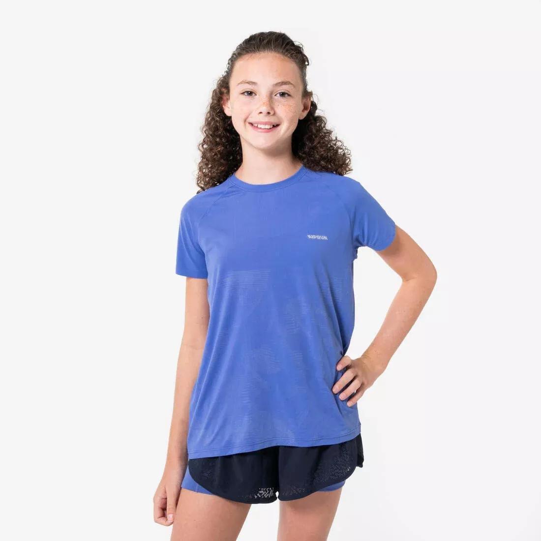 Kids Girls Light seameless running T-shirt - KIPRUN Run 900, Purple, No Color, large image number 1