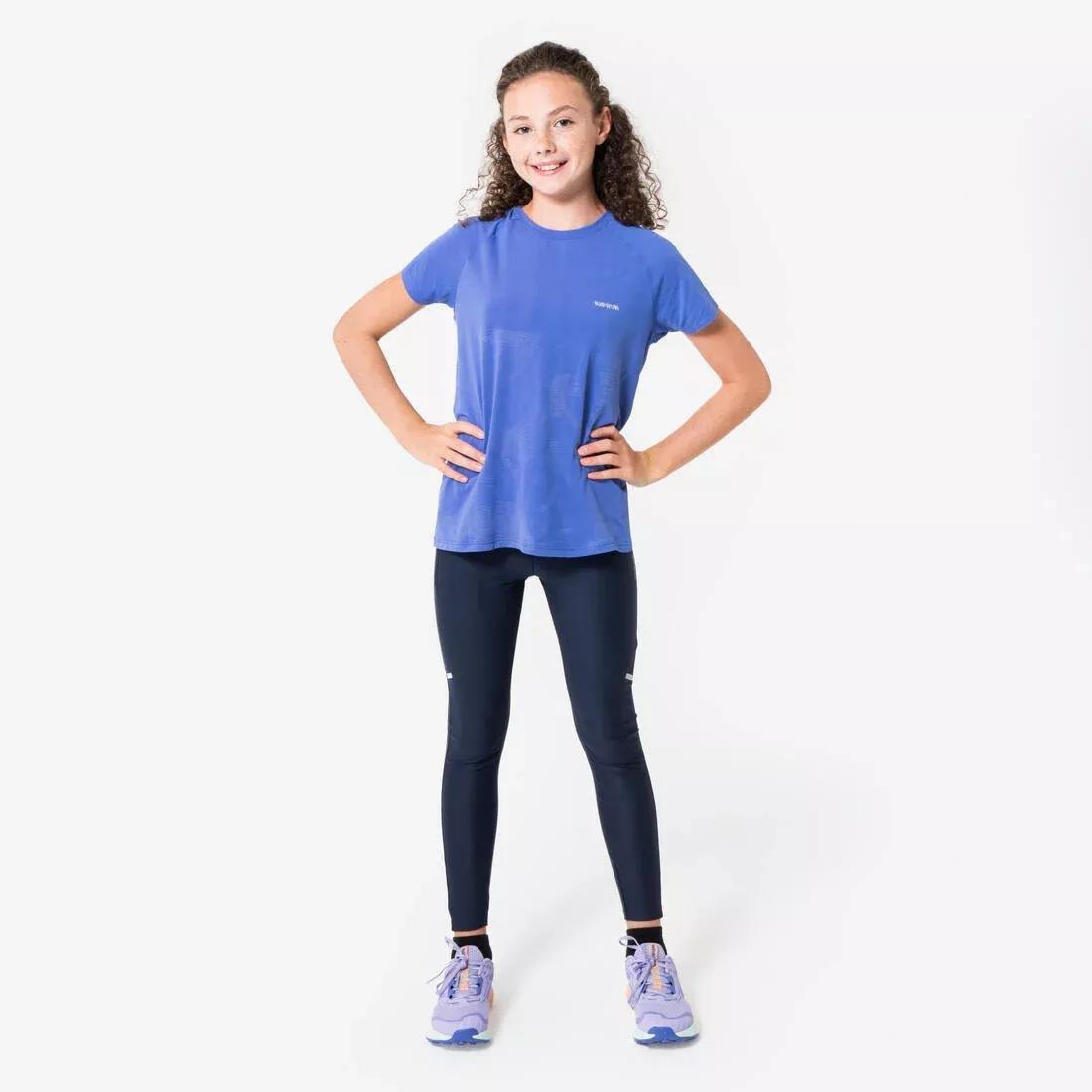 Kids Girls Light seameless running T-shirt - KIPRUN Run 900, Purple, No Color, large image number 2