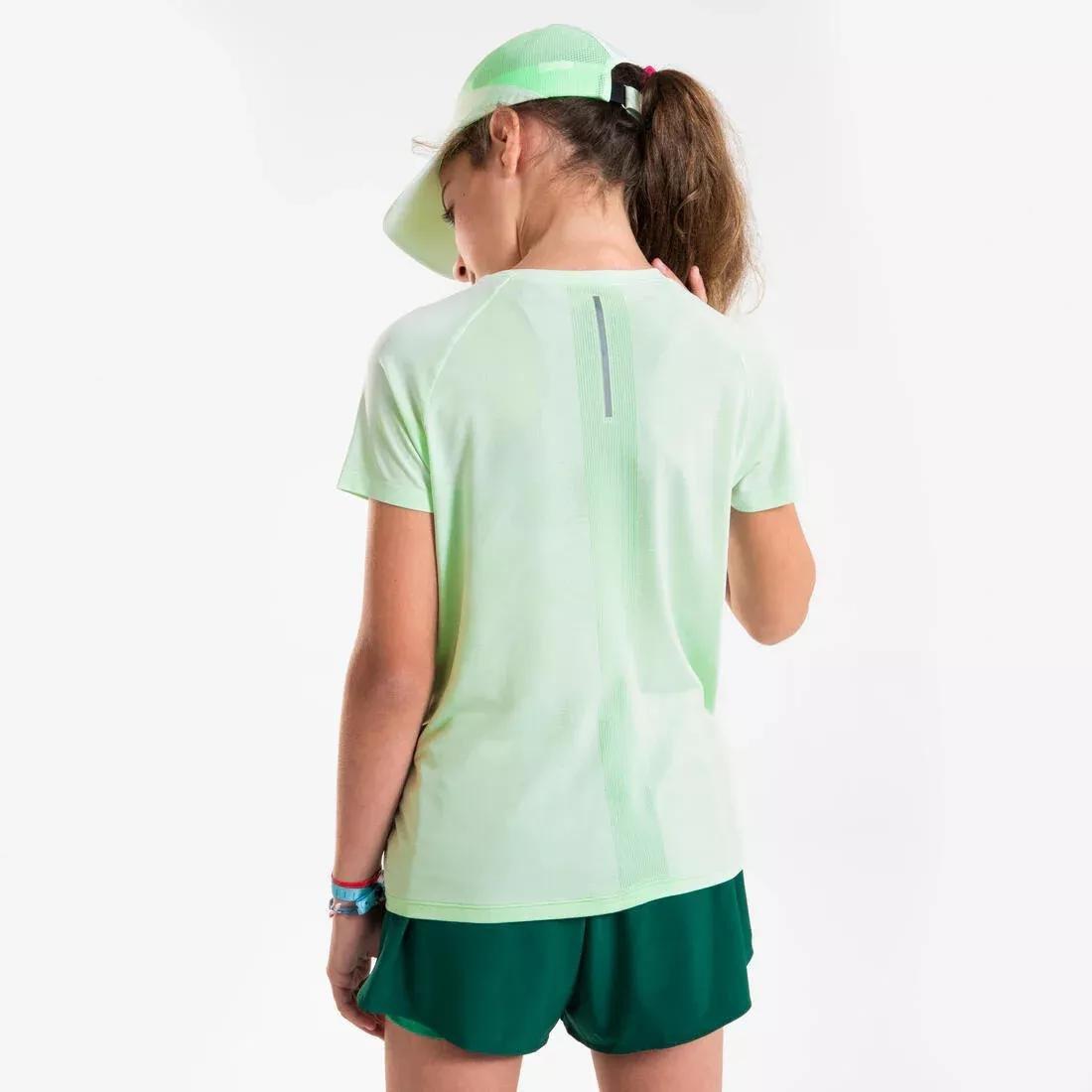 Kids Girls Light seameless running T-shirt - KIPRUN Run 900, Purple, No Color, large image number 3