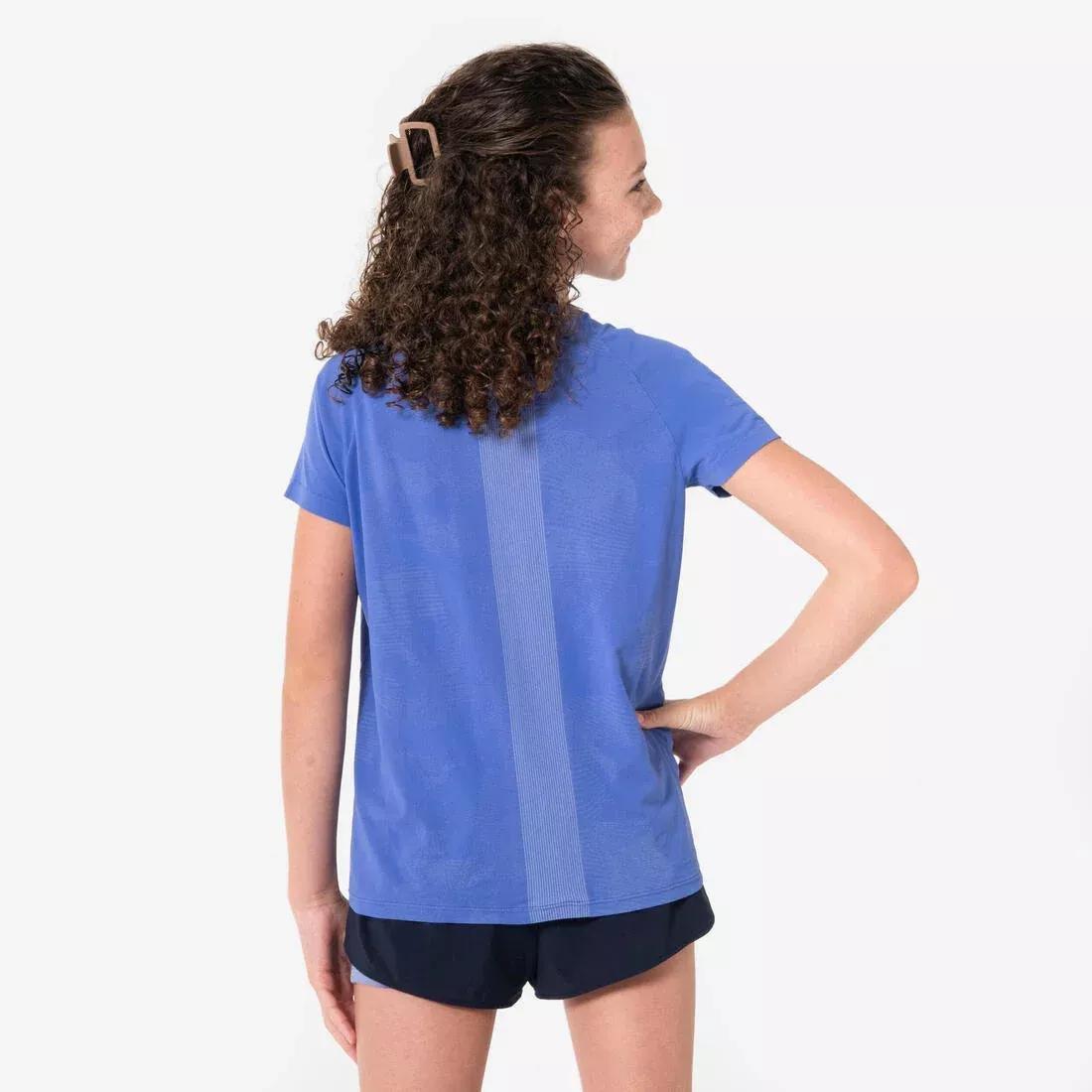 Kids Girls Light seameless running T-shirt - KIPRUN Run 900, Purple, No Color, large image number 4