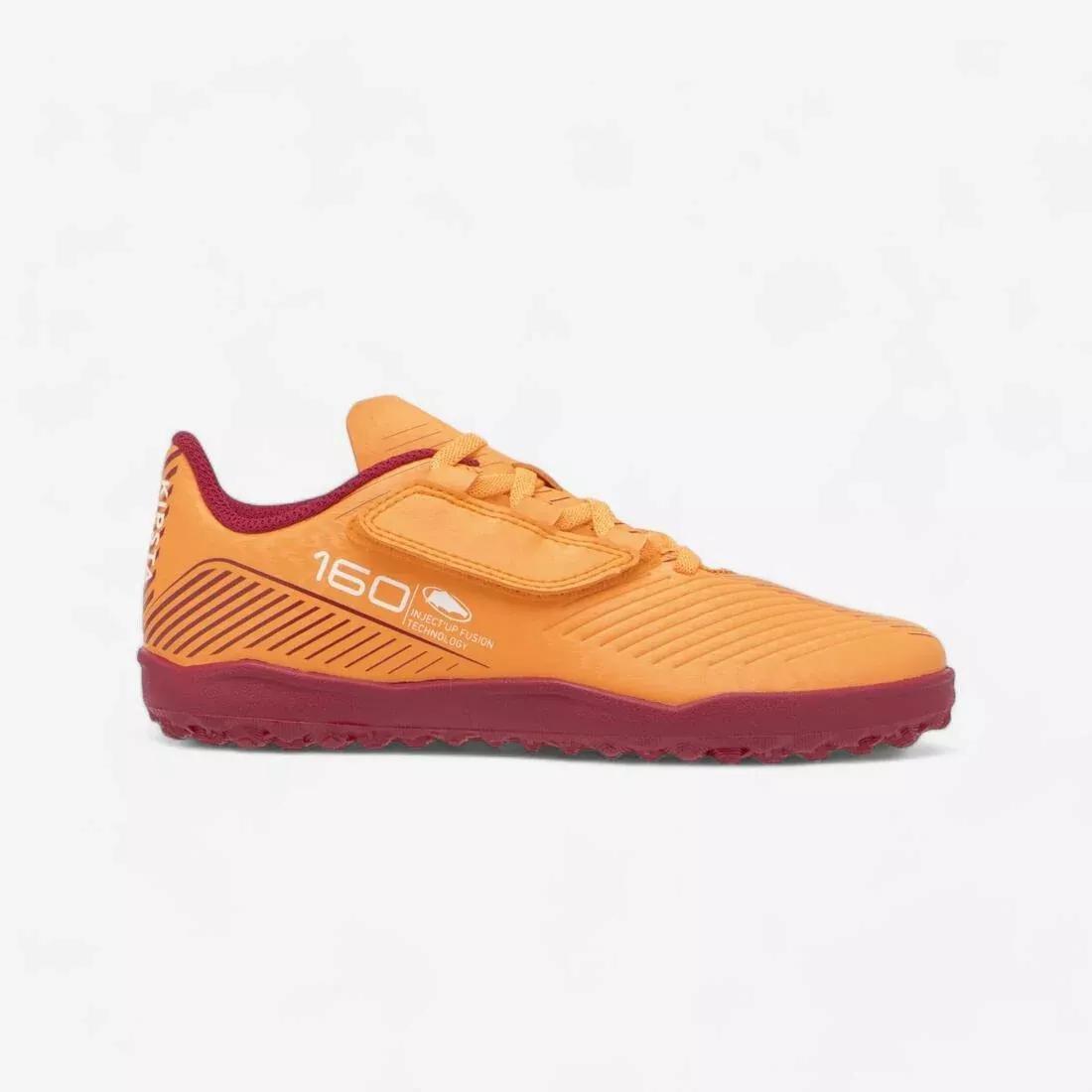 Kids Unisex Rip-Tab Football Boots 160 Easy Turf, Orange, No Color, large image number 4