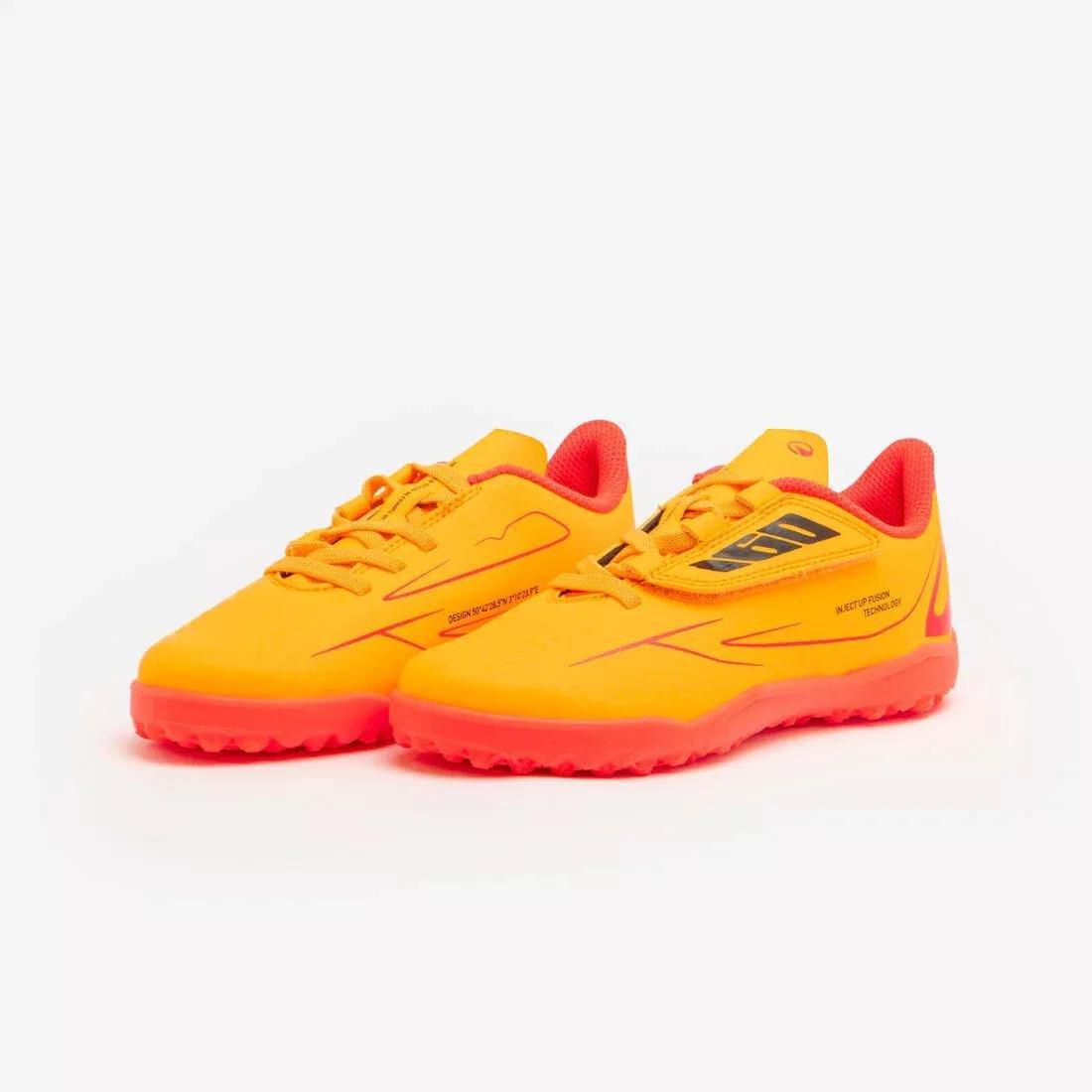 Kids Unisex Rip-Tab Football Boots 160 Easy Turf, Orange, No Color, large image number 7