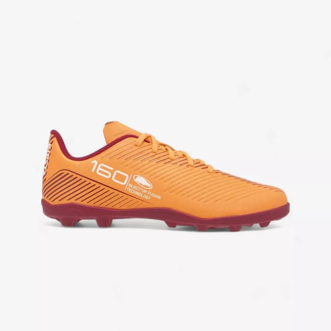 Kids Lace-Up Football Boots 160 MG, Orange, No Color, large image number 1
