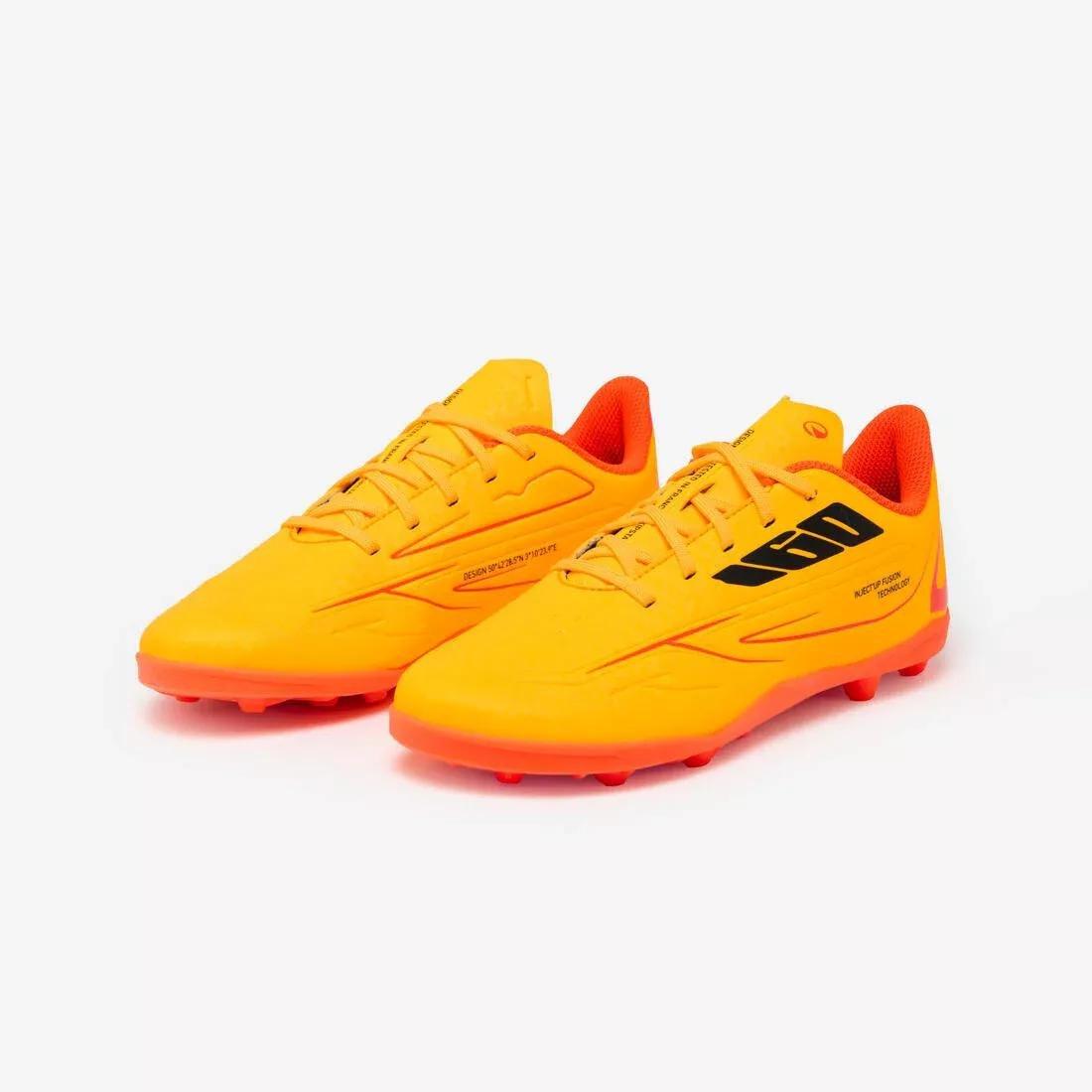 Kids Lace-Up Football Boots 160 MG, Orange, No Color, large image number 7