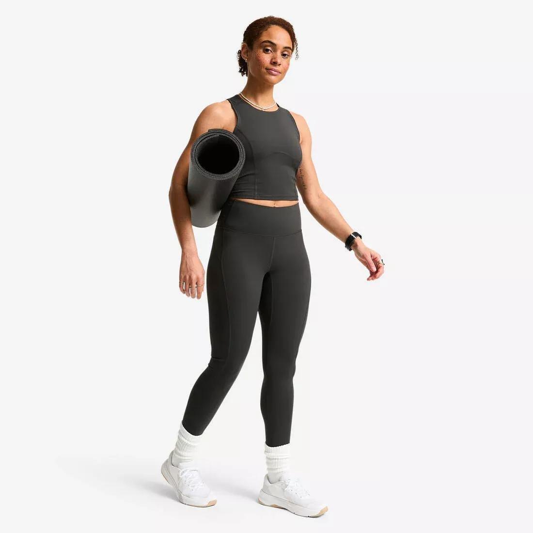 Women Shaping Cropped Tank Top, Grey, No Color, large image number 2