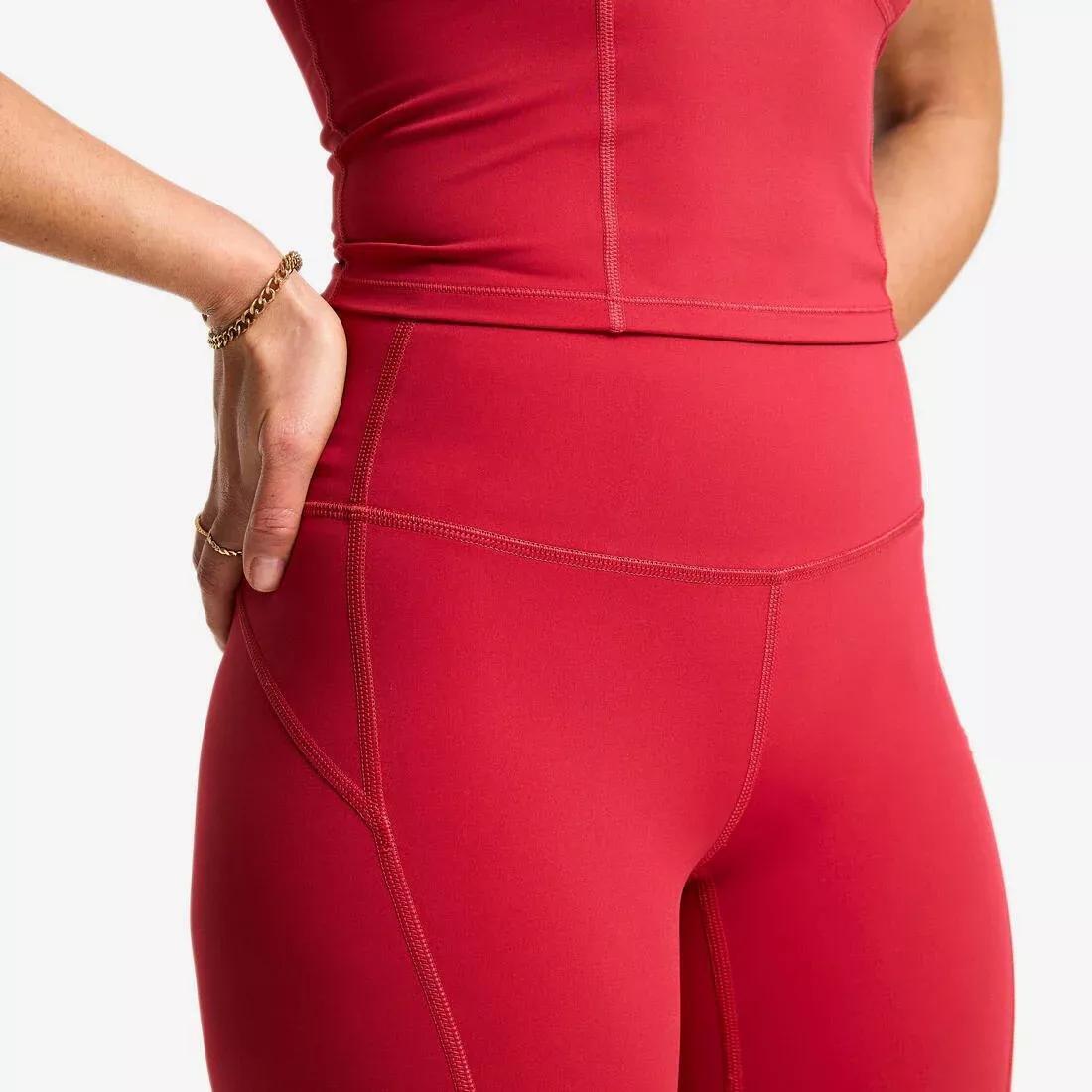 Women High-Waisted Shaping Sport Leggings, Red, No Color, large image number 7