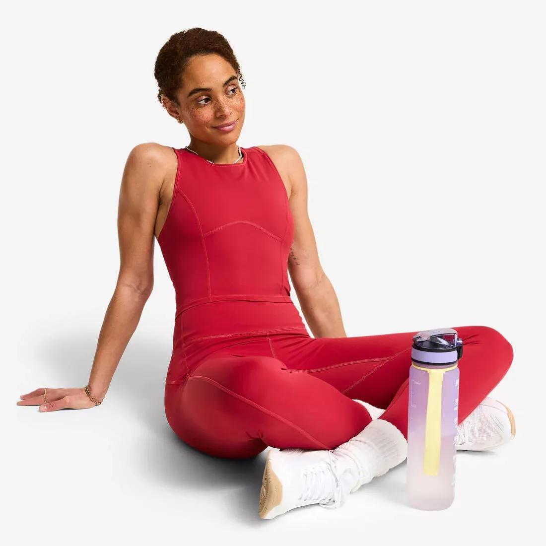 Women High-Waisted Shaping Sport Leggings, Red, No Color, large image number 9