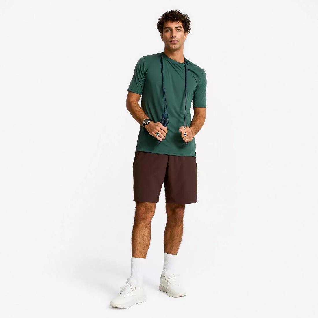 Men Breathable Fitness Collection Shorts with Zipped Pockets, Brown, No Color, large image number 3