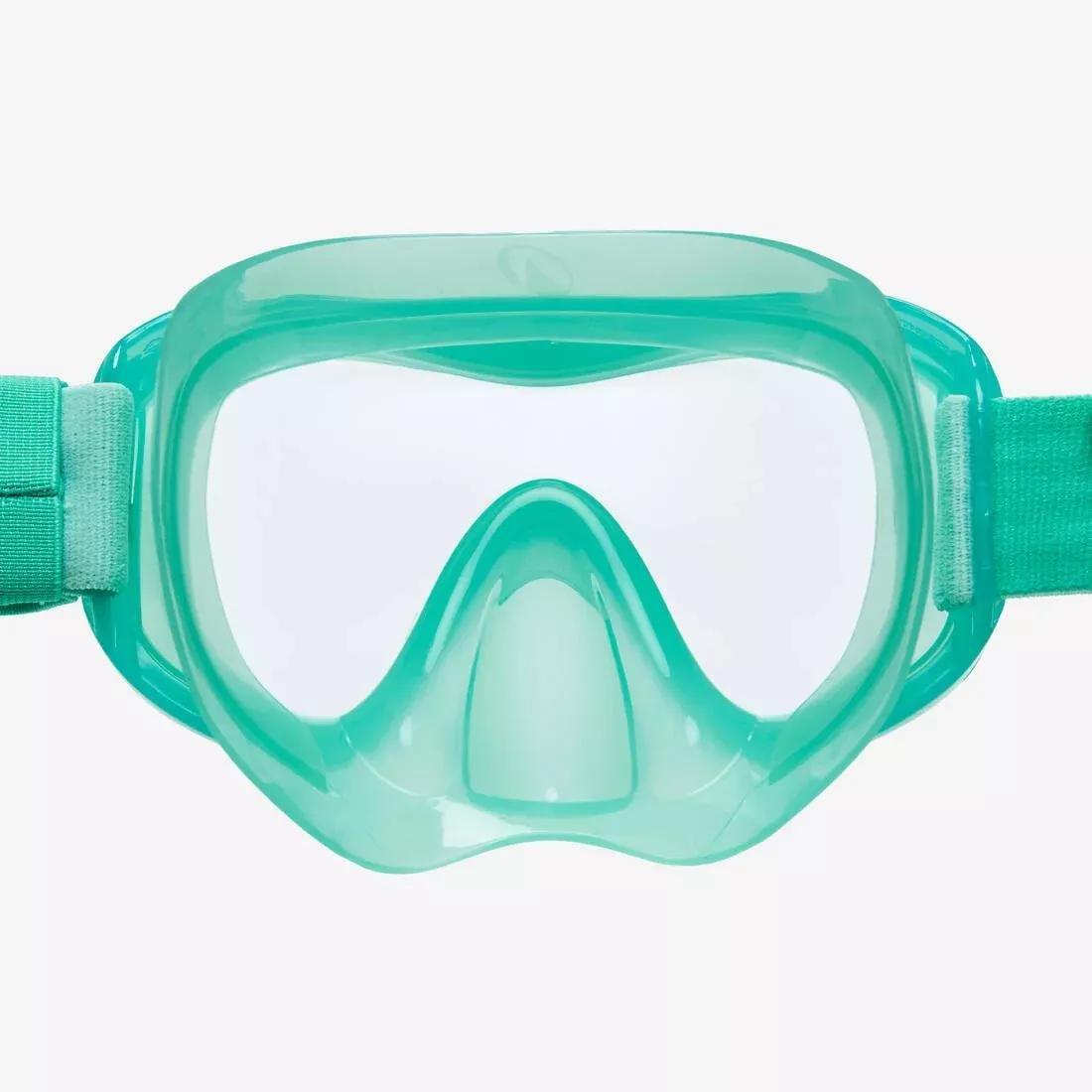 Kids Snorkelling Anti-Fog Mask And Valve Snorkel Set - 100 Green, Green, No Color, medium