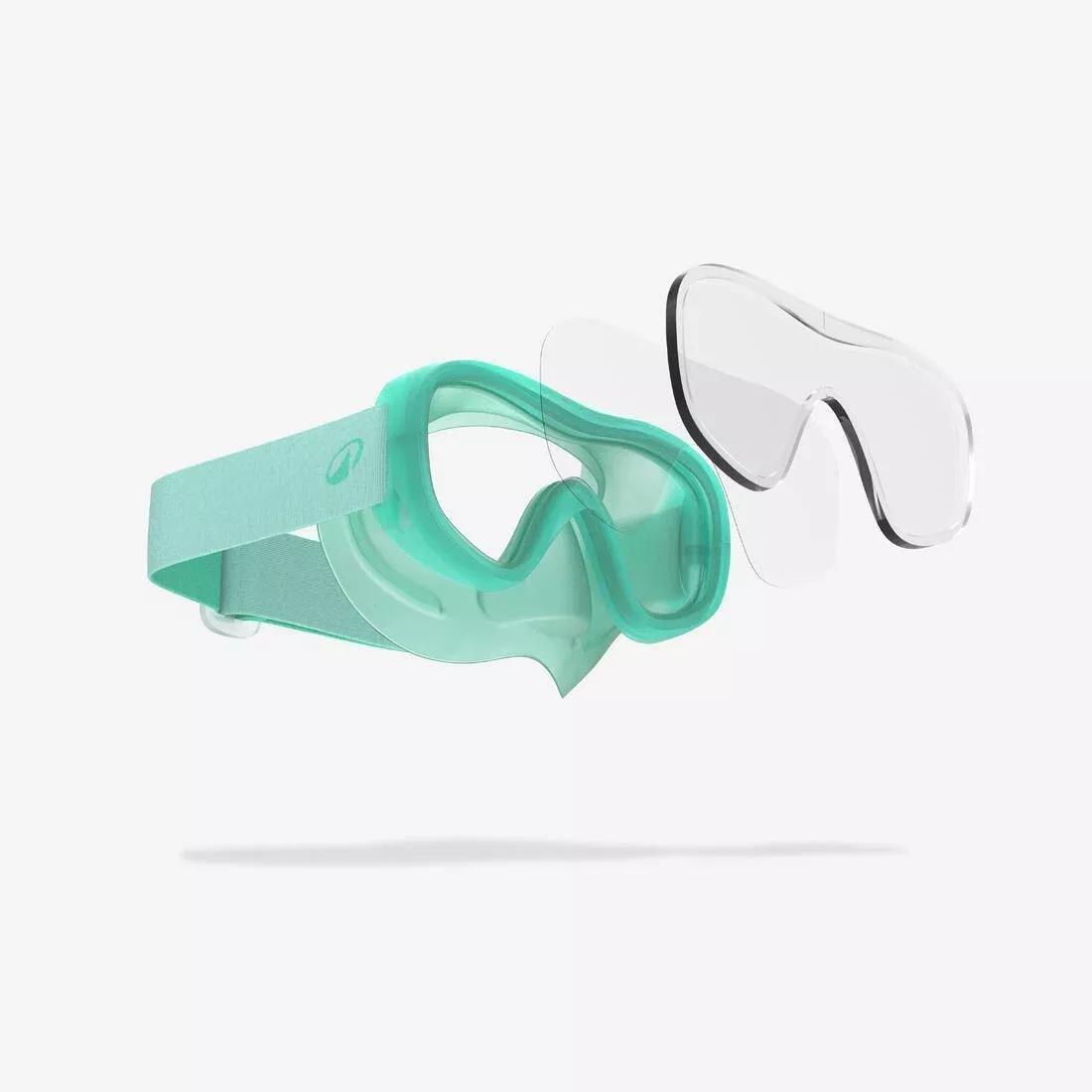Kids Snorkelling Anti-Fog Mask And Valve Snorkel Set - 100 Green, Green, No Color, medium