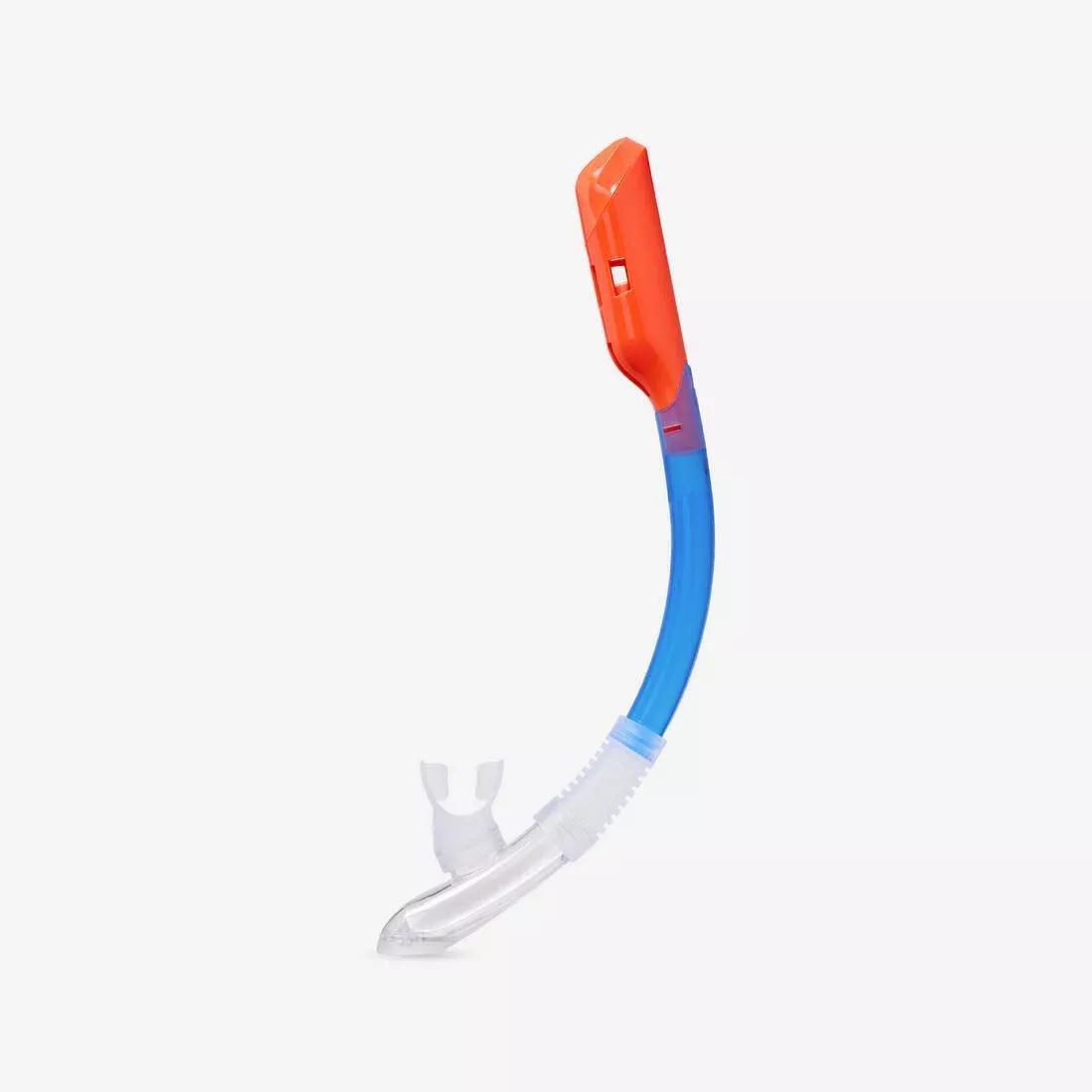 Kids Unisex Snorkelling Comfort Anti-Fog Mask Dry Top Snorkel Set - 100, Orange, No Color, large image number 3