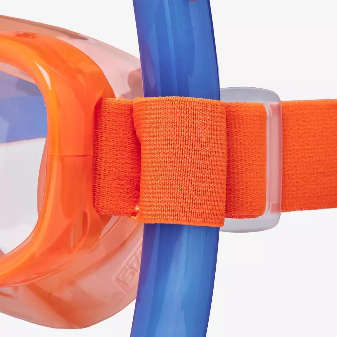 Kids Unisex Snorkelling Comfort Anti-Fog Mask Dry Top Snorkel Set - 100, Orange, No Color, large image number 8