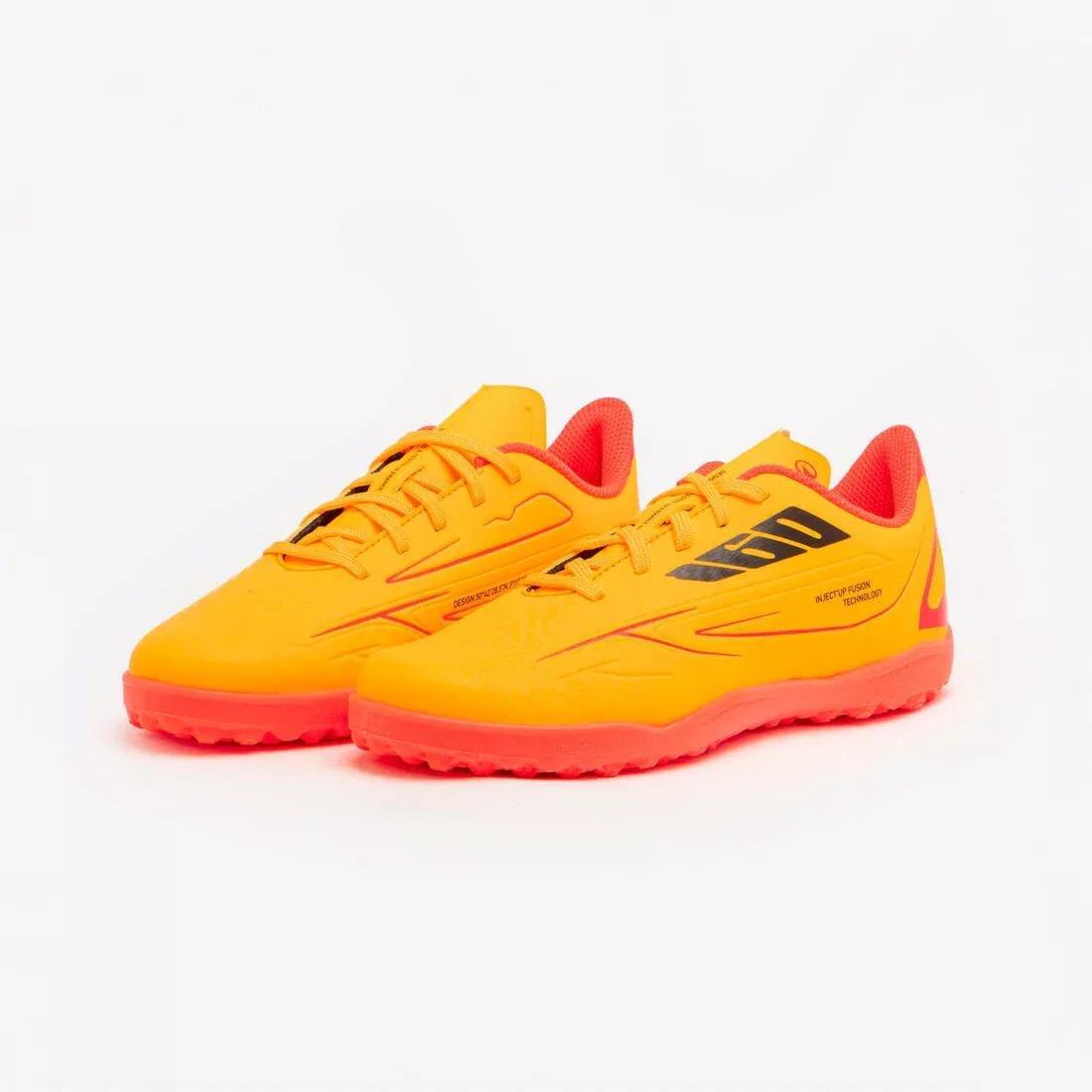 Kids Unisex Lace-Up Football Boots 160 Turf, Orange, No Color, large image number 4