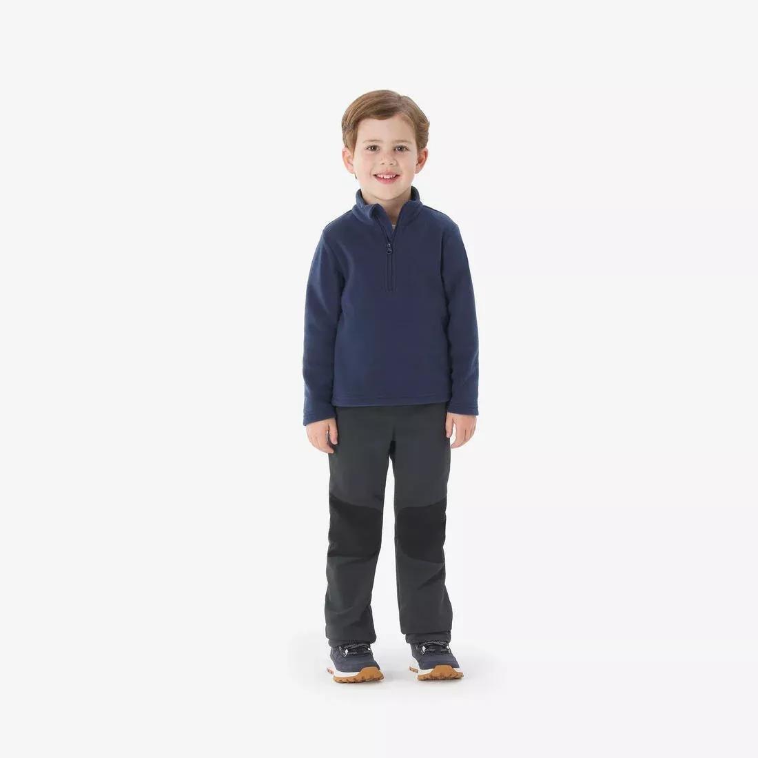 Kids Unisex Hiking Fleece Jacket - 2-6 Years - MH100 - Half Zip, Blue, No Color, medium
