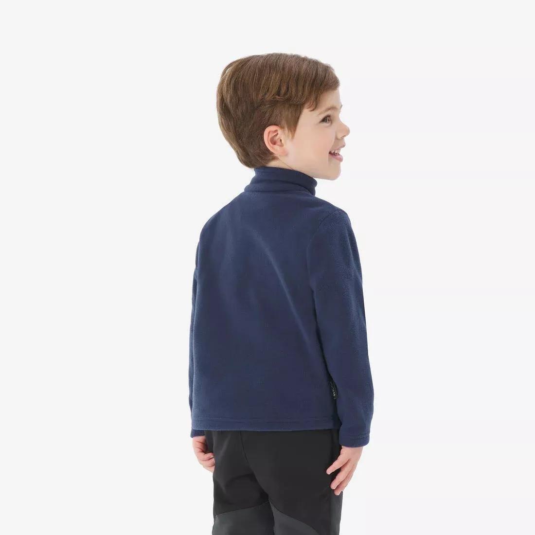 Kids Unisex Hiking Fleece Jacket - 2-6 Years - MH100 - Half Zip, Blue, No Color, medium