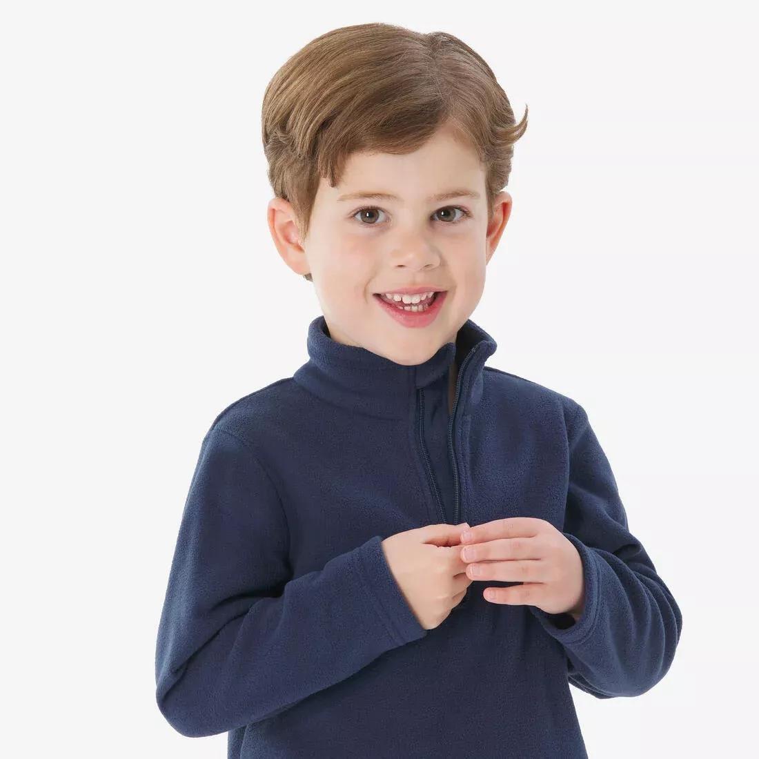 Kids Unisex Hiking Fleece Jacket - 2-6 Years - MH100 - Half Zip, Blue, No Color, large image number 3