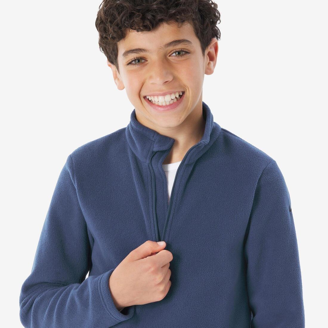 Kids Unisex Hiking Fleece Jacket - MH100 Half Zip - 7-15 Years, Navy, No Color, large image number 11