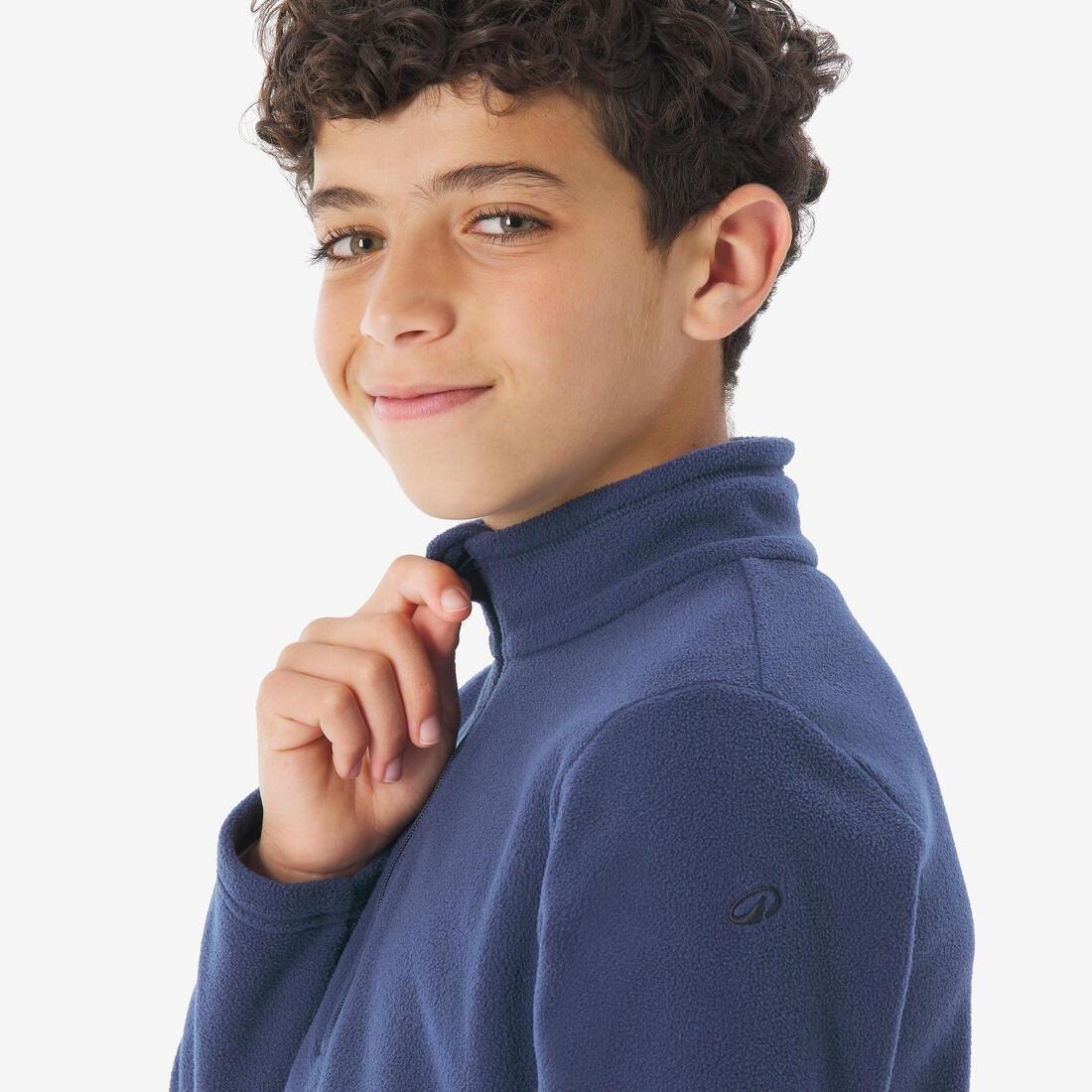 Kids Unisex Hiking Fleece Jacket - MH100 Half Zip - 7-15 Years, Navy, No Color, large image number 12