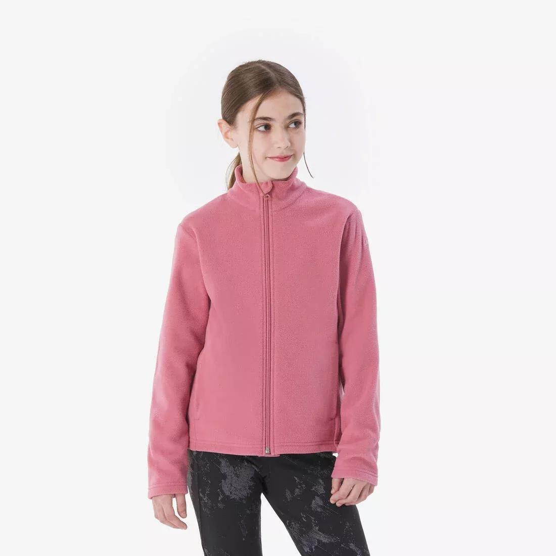 Kids Girls Zip-Up Fleece Jacket - MH100, Pink, No Color, large image number 0