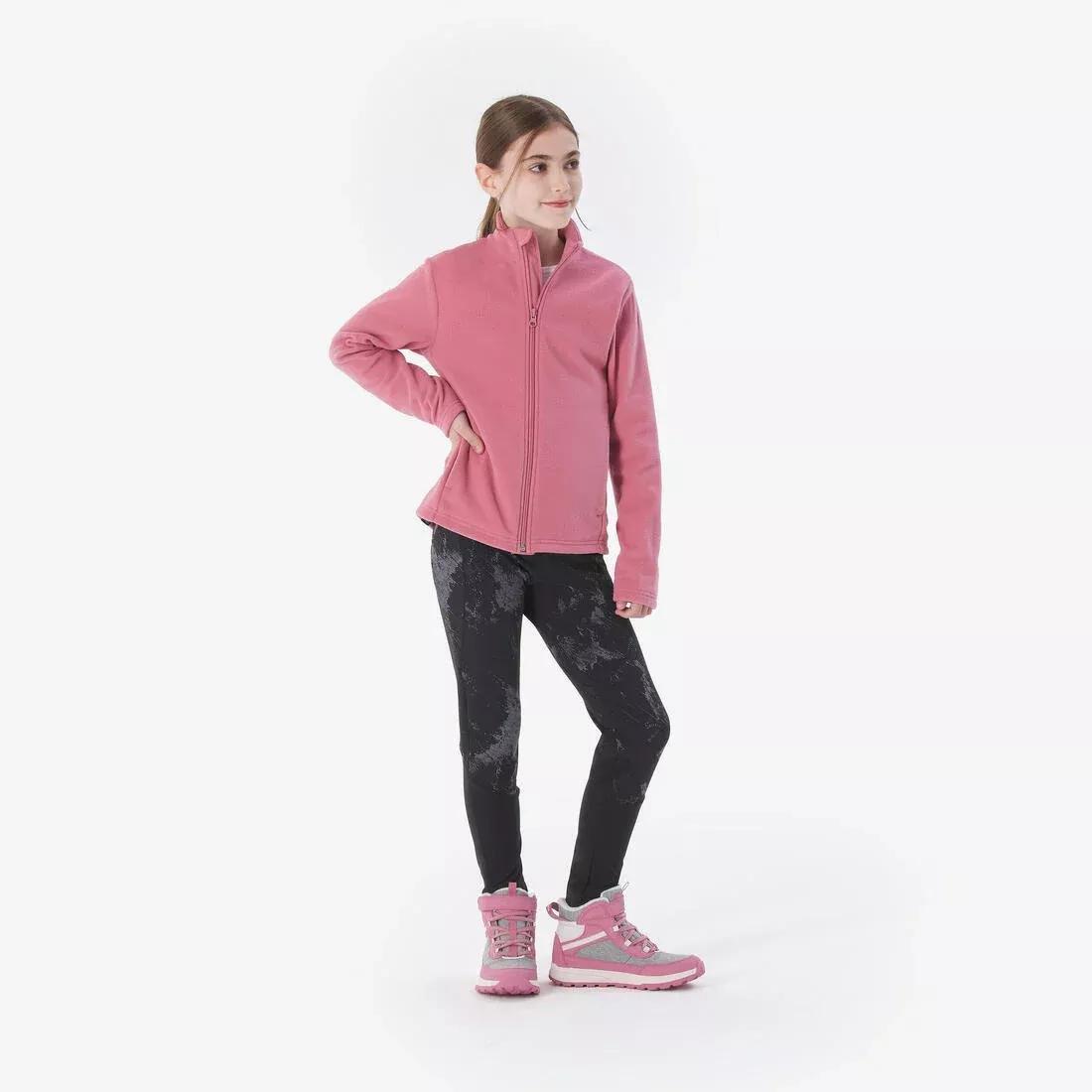 Kids Girls Zip-Up Fleece Jacket - MH100, Pink, No Color, large image number 1